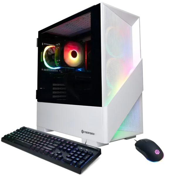 yberPowerPC Gaming Desktop with RTX 4060 Ti and white case